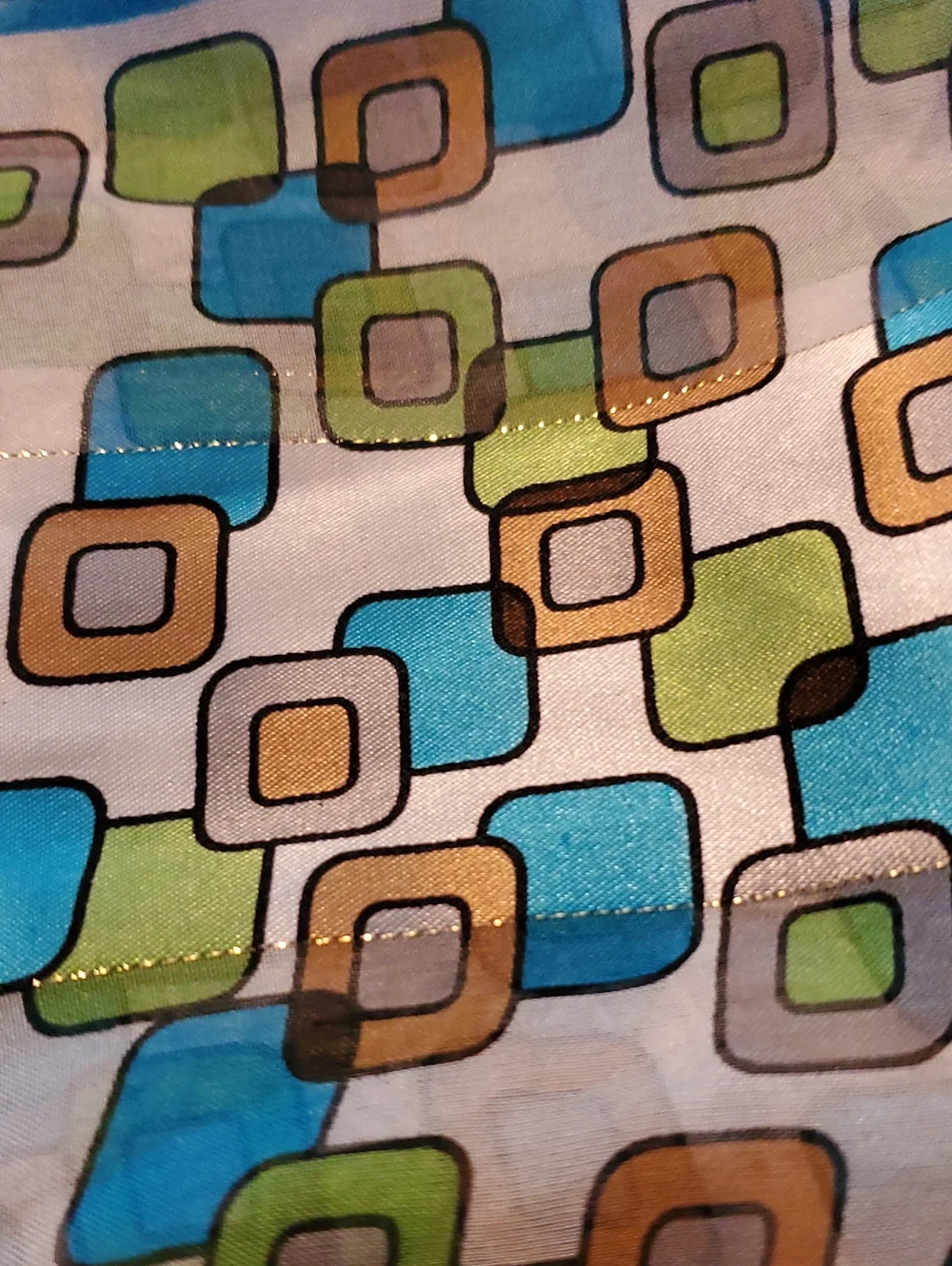 Blue & Green Geometric Cube Lightweight Women's Scarf